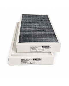 Alternative carbon filter set compatible with DOMEKT RECU 450 VE/VW (PP450V) ventilation unit – activated carbon replacement air filters for odor reduction and improved indoor air quality.
